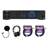 Fender Quantum HD 2 20x24 USB-C Audio Interface Bundle with Kellards XLR-P20T 20ft XLR Microphone Cable (Pack of 2), Polsen HPC-A30 Closed-Back Studio Monitor Headphones, Pop Filter