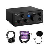 Fender AudioBox Go 2x2 USB-C Audio Interface Bundle with Polsen HPC-A30 Closed-Back Studio Monitor Headphones, Kellards XLR-P20T Pro 20 ft XLR Microphone Cable, Pop Filter