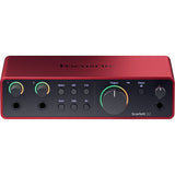 Focusrite Scarlett 2i2 USB-C Audio Interface Bundle with (2 packs each): MXL 990/991 Mics, Pop Filters, Boom Stands, Polsen Studio Headphones, 20ft XLR Cables, & Headphone Clamps