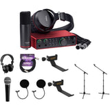 Focusrite Scarlett 2i2 Studio 4th Gen USB-C Audio Interface Bundle with Polsen M-85 Mic, HPC-A30 Headphones, XLR Cable, Boom Mic Stands (2 Pack), Headphone Holders (2 Pack) & Pop Filters (2 Pack)