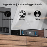 FIIO AIRAMP All-in-One Desktop Amplifier, ES9020Q DAC, XMOS XU316, 120W×2 Class D Power Amp, Bluetooth 5.0, USB Optical Coaxial Input, Subwoofer Output Black
