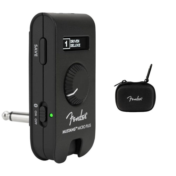 Fender Mustang Micro Plus Headphone Amplifier with Rechargeable Battery, Bluetooth Audio Streaming and 50 Amp and Effects Models Bundle with Fender Mustang Micro / Micro Plus Headphone Amplifier Case