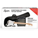 Squier by Fender Electric Guitar Kit Sonic Stratocaster Black Bundle with Fender Guitar Stand, Height-Adjustable with Sturdy Metal