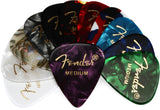 Fender Acoustic Guitar FA-125 Dreadnought Black Bundle with Fender Classic Celluloid Guitar Picks 12-Pack, Fender Logo Guitar Strap 2in Black with White Logo, Fender Flash Guitar Tuner