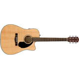 Fender CD-60SCE Dreadnought Acoustic Guitar - Natural Bundle with Fender Guitar Stand, Height-Adjustable with Sturdy Metal