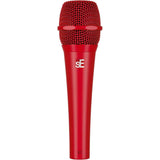 sE Electronics V7 Handheld Supercardioid Dynamic Microphone (Red) Bundle with Mic Stand with Fixed Boom, XLR- XLR Cable