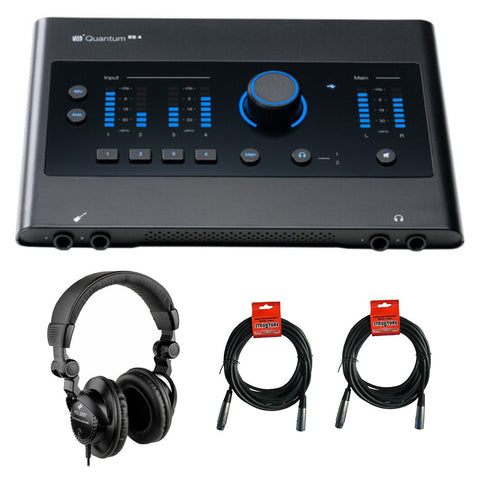 PreSonus Quantum ES 4 USB-C Audio Interface Bundle with Polsen HPC-A30 Closed-Back Studio Monitor Headphones and XLR- XLR Cable (Pair)