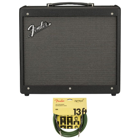 Fender Mustang GTX50 Guitar Amplifier Bundle with Fender Joe Strummer Instrument Cable, Straight/Straight, Drab Green, 13ft