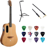 LAVA ME 4 Spruce 41" with Airflow Bag Bundle with Classic Celluloid Guitar Pick 351 Shape Medley 12-Pack, Rok-It Tripod Guitar Stand, Kopul Premium 3000 Male Instrument Cable