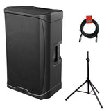 Gemini Sound GD-215PRO 1300-Watt Professional PA Speakers with Bluetooth Bundle with Auray SS-4420 Steel Speaker Stand and XLR- XLR Cable