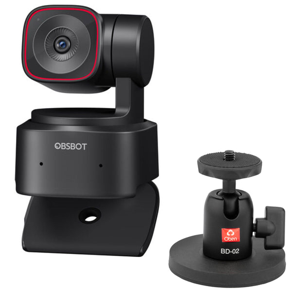 OBSBOT Tiny 2 Lite AI-Powered 4K PTZ Webcam Bundle with Oben Magnetic Mount Kit with Mini Ball Head