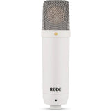 RODE NT1 Signature Series Large-Diaphragm Condenser Microphone (White) Bundle with Mic Stand with Fixed Boom