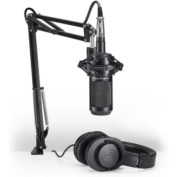 Audio-Technica AT2035PK Studio Condenser Microphone Pack with ATH-M20x Headphones and Cabled Boom Arm
