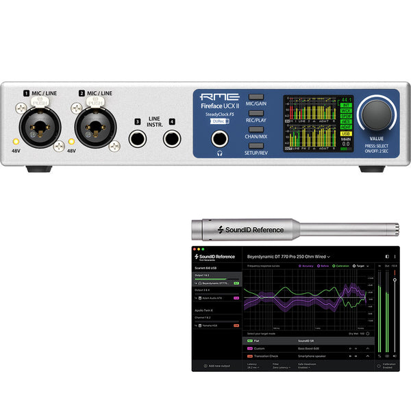 RME Fireface UCX II Desktop 20x20 USB Audio/MIDI Interface Bundle with SONARWORKS SoundID Reference Speaker and Headphone Calibration Software with Measurement Microphone