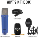 RODE NT1 Signature Series Large-Diaphragm Condenser Microphone (Cobalt) Bundle with Mic Stand with Fixed Boom