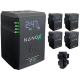 Core SWX NANOX V98 Micro 98Wh Li-Ion Battery (V-Mount) Bundle with Core SWX NANOX G98 Micro 98Wh Li-Ion Battery (Gold Mount), Core SWX Compact Quad Micro Battery Fast Charger (V-Mount)