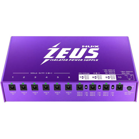 Nux Zeus All Isolated Power Supply for Guitar Pedal, Low Ground Noise, Universal Power, High Current