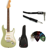 Fender Player II Stratocaster HSS, Rosewood Fingerboard, Birch Green Bundle with Fender Electric Guitar Bag Black, Fender Classic Celluloid Guitar Picks 12-Pack and 10ft Fender Instrument Cable Black