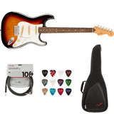 Fender Player II Stratocaster, Rosewood Fingerboard, 3-Color Sunburst Bundle with Fender FE620 Electric Guitar Gig Bag (Black), Fender 12-Pack Picks and Fender 10ft Cable (Straight/Straight)