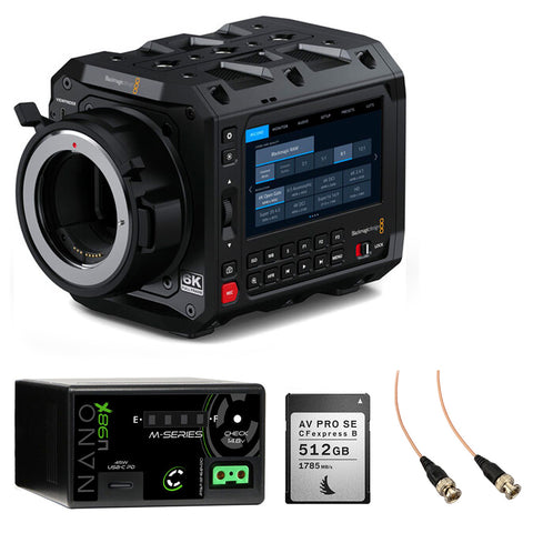 Blackmagic Design PYXIS 6K Cinema Box Camera EF lens mount Bundle with Core SWX NANO-U98X 6600mAh Battery, Angelbird 512GB Type B Memory Card and Elvid Slim SDI Cable RG-179 (2')