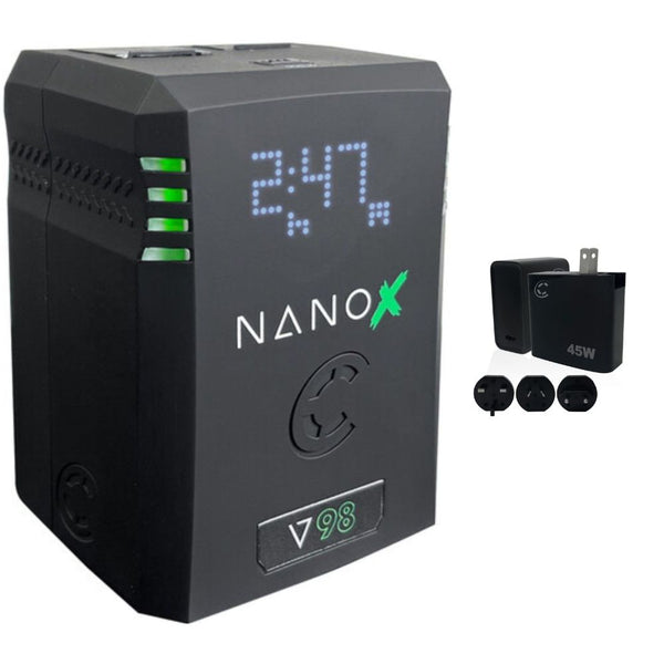 Core SWX NANOX V98 Micro 98Wh Li-Ion Battery (V-Mount) Bundle with Core SWX XPD-45 Universal 45W USB-C PD Wall Charger with Cable