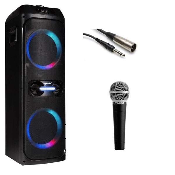 Gemini Sound GHK-2800-4800W Party Speaker Bundle with Polsen M-85 Professional Dynamic Handheld Microphone (Dark Gray) XLR to TRS Cable