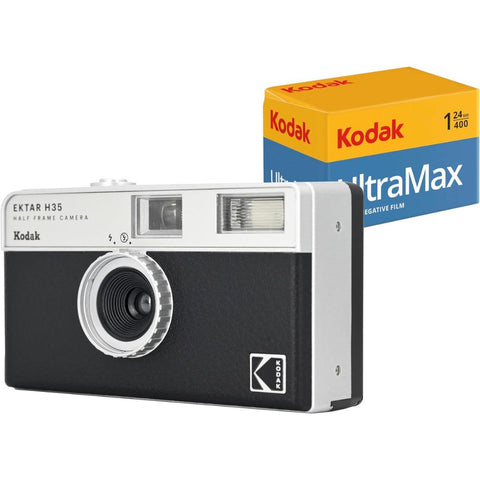 KODAK EKTAR H35 Half Frame Film Camera (Black, Bundle with 24exp Film)