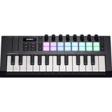 Novation Launchkey Mini 25 MK4 USB MIDI Keyboard Controller (25 Mini Keys) Bundle with Auray FP-P1L Universal Piano-Style Sustain Pedal and Hosa Mid-310 Black 10 ft. Midi cable