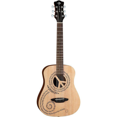 Luna Safari Series Peace Travel-Size Dreadnought Acoustic Guitar