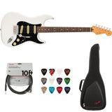 Fender Player II Stratocaster, Rosewood Fingerboard, Polar White Bundle with Fender FE620 Electric Guitar Gig Bag (Black), Fender 12-Pack Picks and Fender 10ft Cable (Straight/Straight)