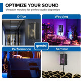 Gemini Sound GD-L215PRO 1300-Watt Professional PA Speakers with Bluetooth (Pair) Bundle with Auray SS-47S-PB Deluxe Steel Speaker Stands with Tripod Base and Carrying Case and 2x XLR Cable