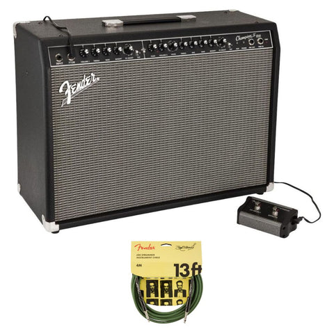 Fender Champion 100 II - 120V Electric Guitar Amplifier Bundle with Fender Joe Strummer Instrument Cable, Straight/Straight, Drab Green, 13ft