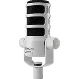 RODE PodMic USB and XLR Dynamic Broadcast Microphone (White) Bundle with Auray BAI-2N Two-Section Broadcast Arm with Internal Springs