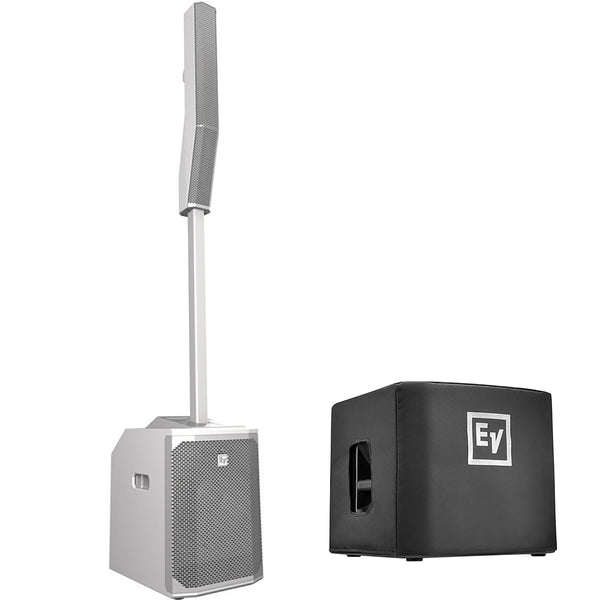 Electro-Voice EVOLVE 50 Portable 1000W Bluetooth-Enabled Subwoofer and Column Speaker Kit (White) Bundle with EVOLVE50-SUBCVR Cover for Evolve 50 Subwoofer