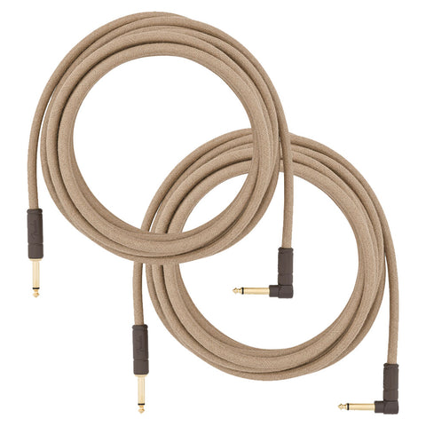 Fender Festival 18.6FT STR/ANG Hemp Instrument Cable (Natural) in 2-Pack