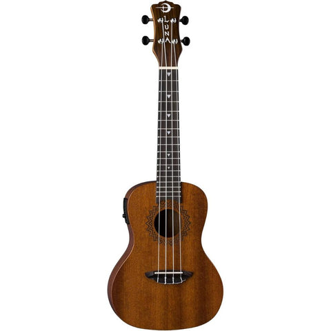 Luna Vintage Mahogany Acoustic/Electric Concert Ukulele with Preamp, Satin Natural