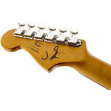 Squier J Mascis Jazzmaster Electric Guitar Vintage White Laurel Bundle with Fender Electric Guitar Gig Bag Black, Fender Classic Guitar Picks Shape 12-Pack, Fender Series Instrument Cable Black