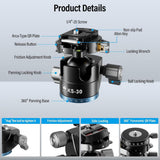 Sirui KS-30 Low Gravity QR Ball Head with Panning Arca-Type Plate