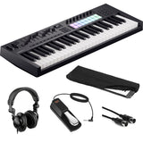 Novation Launchkey 49 MK4 USB MIDI Keyboard Controller (49 Keys) Bundle with HPC-A30 Studio Monitor Headphones, Universal Piano-Style Sustain Pedal, Keyboard Dust Cover and Midi cable 10' Black