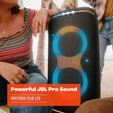 JBL PartyBox Club 120 - Portable Party Speaker with Foldable Handle, Powerful JBL Pro Sound, Futuristic lightshow, Up to 12 Hours of Play time, Splash Proof, Dual Mic & Guitar Inputs (Black)