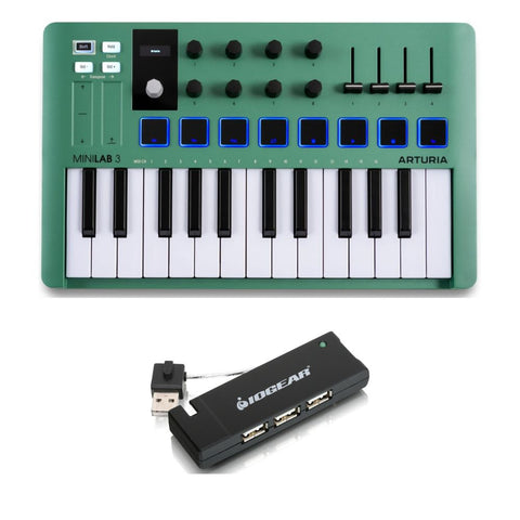 Arturia MiniLab 3 Mint Edition Bundle with IOGEAR 4-Port USB 2.0 Hub