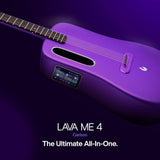 LAVA ME 4 Acoustic Electric Guitars Carbon Fiber Travel Smart Audio Guitar with 3.5 inch TouchScreen, HILAVA 2.0 System, Right-handed, FreeBoost 3.0, Airflow Bag (38INCH Purple)