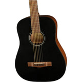 Fender FA-15 3/4 Scale Steel Acoustic Guitar Black Bundle with Fender Classic Celluloid Guitar Picks 12-Pack, Fender Logo Guitar Strap 2in Black with White Logo, Fender Flash Guitar Tuner