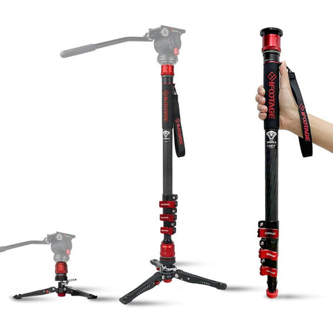 iFootage Cobra 3 Carbon Fiber Monopod with Pedal-Release Mini Tripod Base