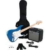 Fender Squier Affinity Series Stratocaster Electric Guitar Kit, Lake Placid Blue, Maple Fingerboard Bundle with Fender Guitar Stand, Height-Adjustable with Sturdy Metal