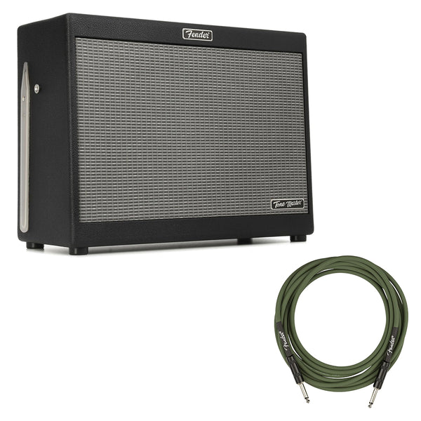 Fender Tone Master FR-12 1,000-watt 1 x 12-inch Powered Guitar Cabinet Bundle with Fender Joe Strummer Instrument Cable (13ft) Straight/Straight, Drab Green