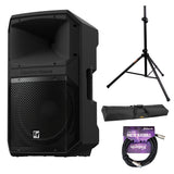 Electro-Voice EVIVA 15P 15" 2-Way 1000W Active Loudspeaker Bundle with Auray Steel Speaker Stand, Speaker Stand Bag and XLR-P20T Pro 20 ft