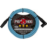 Pig Hog PHMH10DBR Hex Series, 10ft Right Angle Mic Cable, Daphne Blue (Pair)