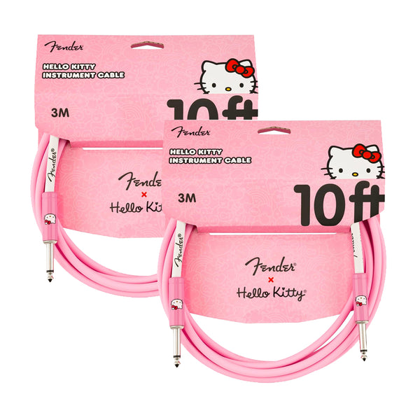 Fender Hello Kitty Instrument Cable, 10ft Guitar Cable, Pink (Pair)