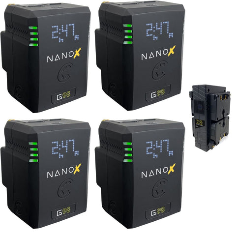 Core SWX NANOX G98 Micro 98Wh Li-Ion Battery (Gold Mount) Bundle with Core SWX Quad Micro Battery Fast Charger (Gold-Mount)